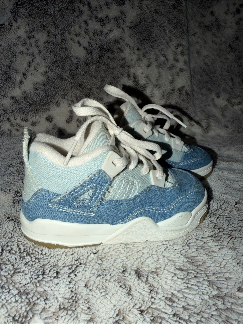Jordan Kids Denim Blue and White High-Top Sneakers